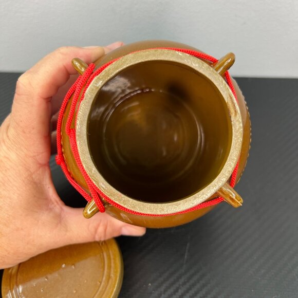 Vintage Zhejiang China Pottery Ginger Jar Brown with Lid - Picture 6 of 9